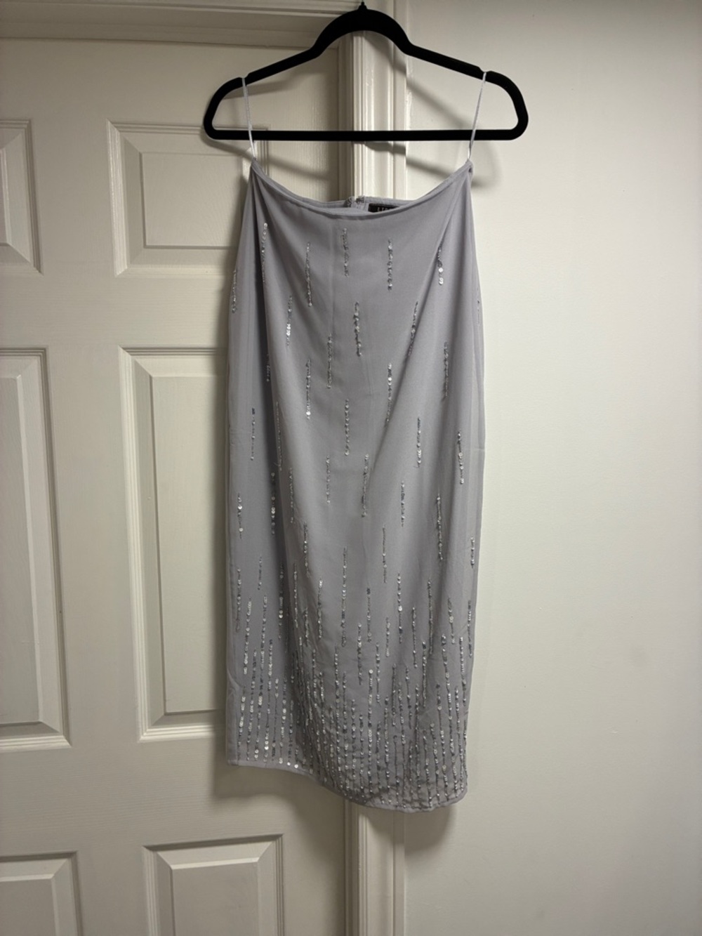 Lipsy Silver Sequin Midi Slip Skirt